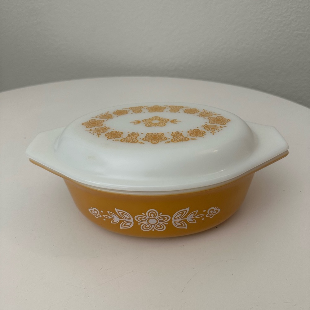 Vintage Boho MCM Jungalow Pyrex Butterfly Covered Casserole Pan Dish